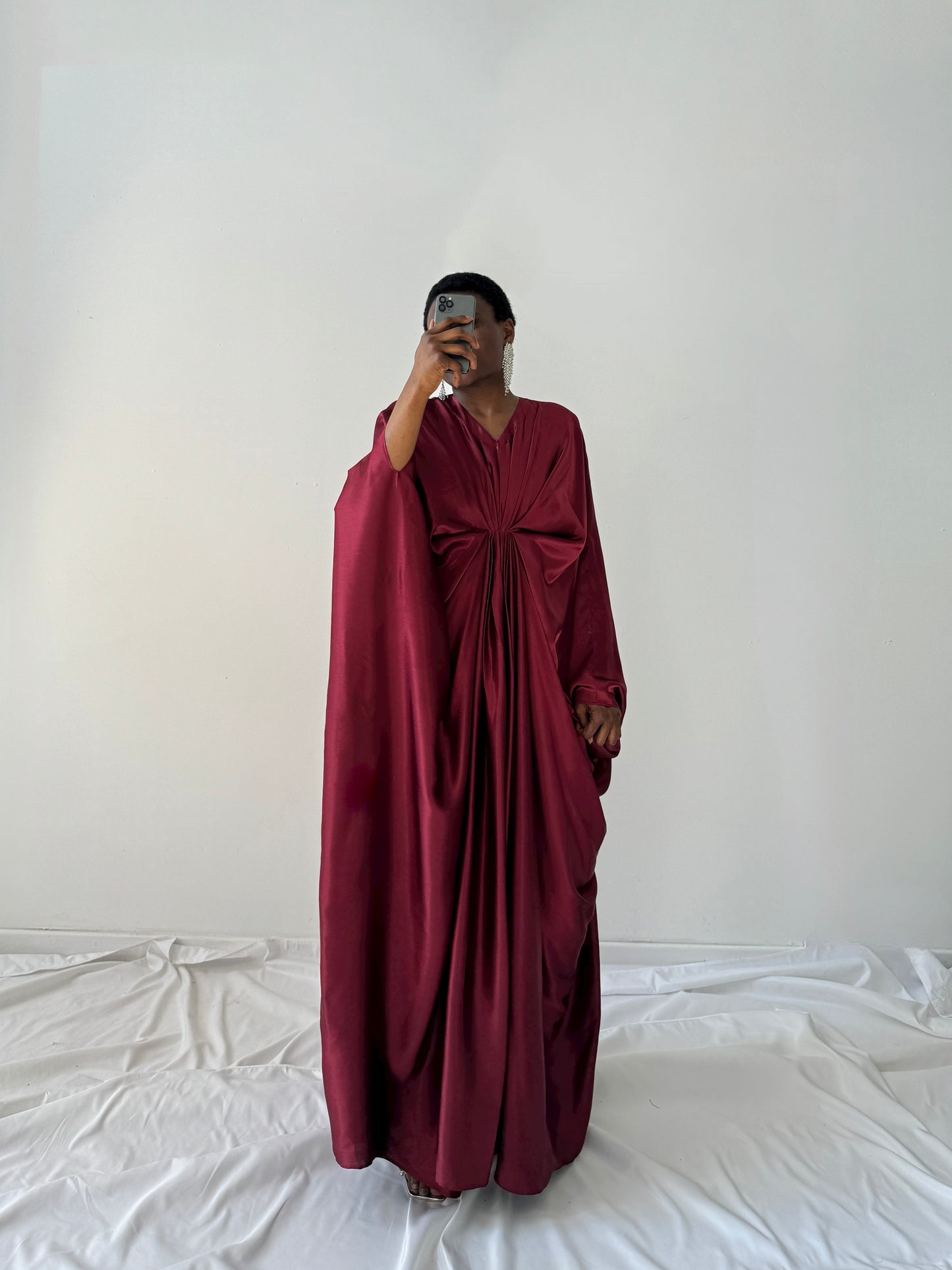 Kanzah Kaftan Dress & Scarf Set in Maroon