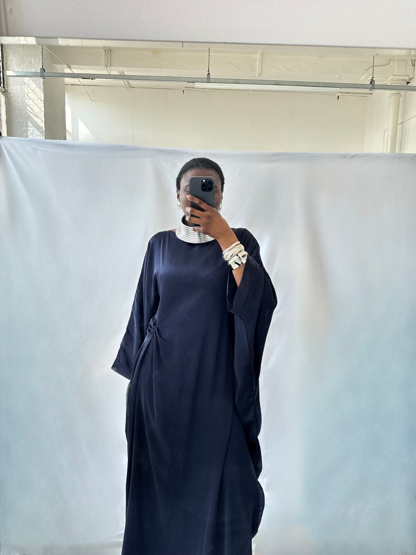 The Leela Kaftan Dress in Navy Blue