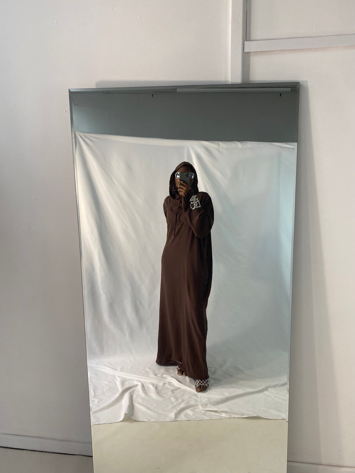 The Aya Hooded Abaya Dress in Brown