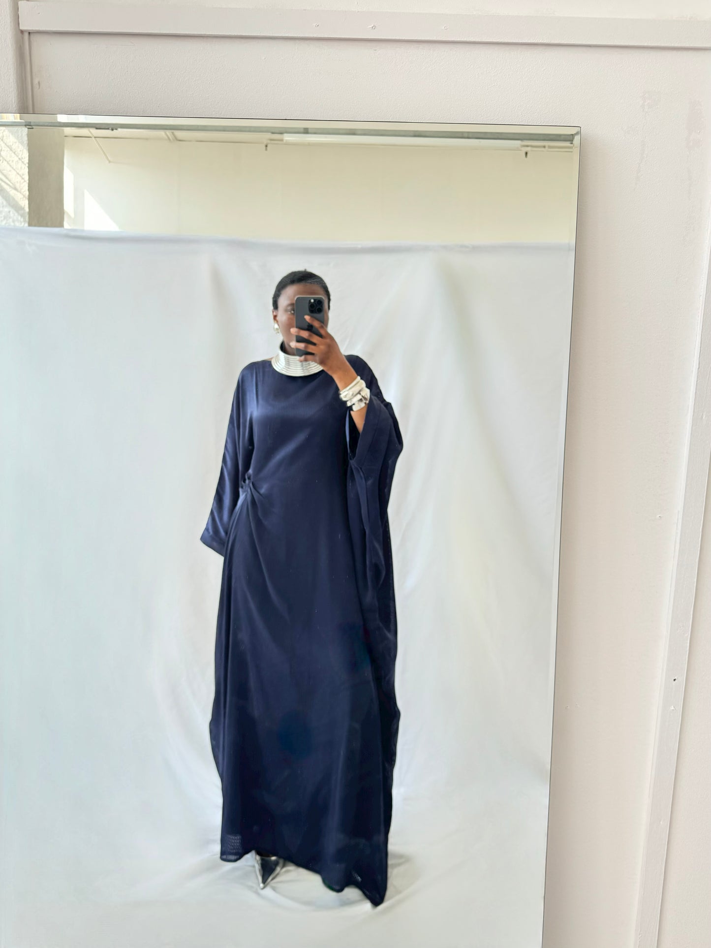 The Leela Kaftan Dress in Navy Blue