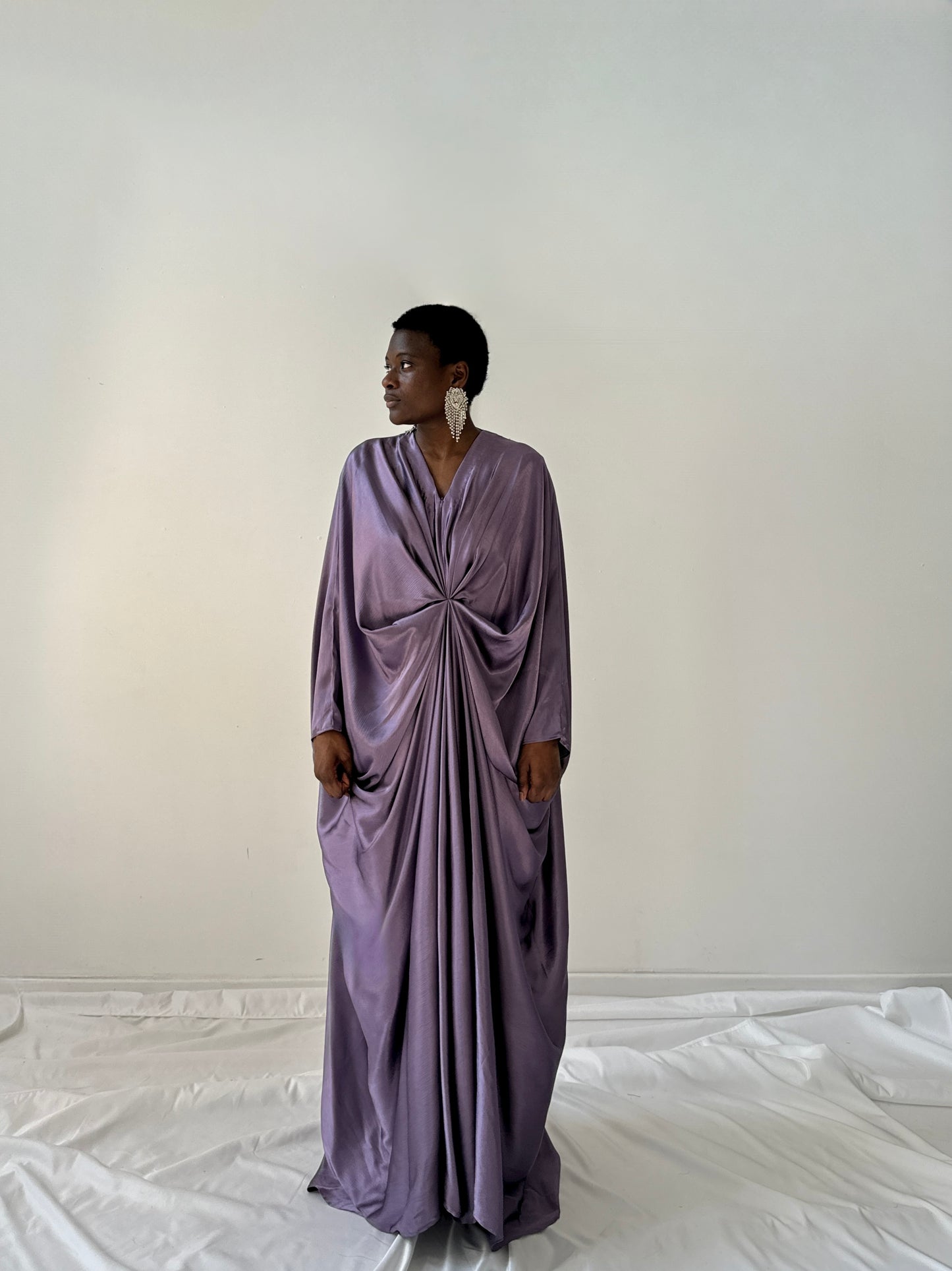 Kanzah Kaftan Dress & Scarf Set in Lilac