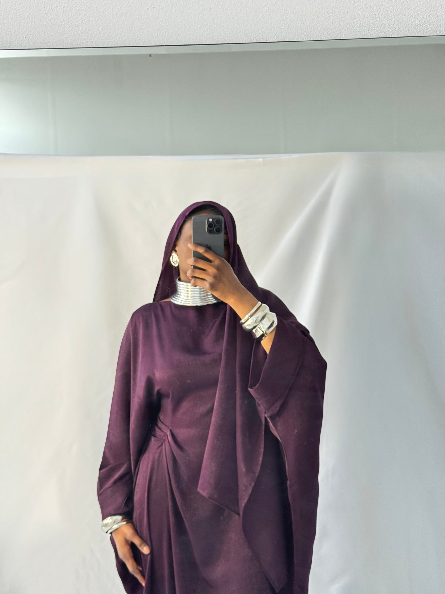 Hanifa Abaya & Scarf Set in Dark Purple