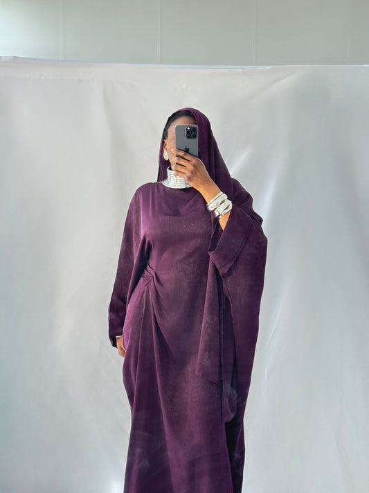 Hanifa Abaya & Scarf Set in Dark Purple