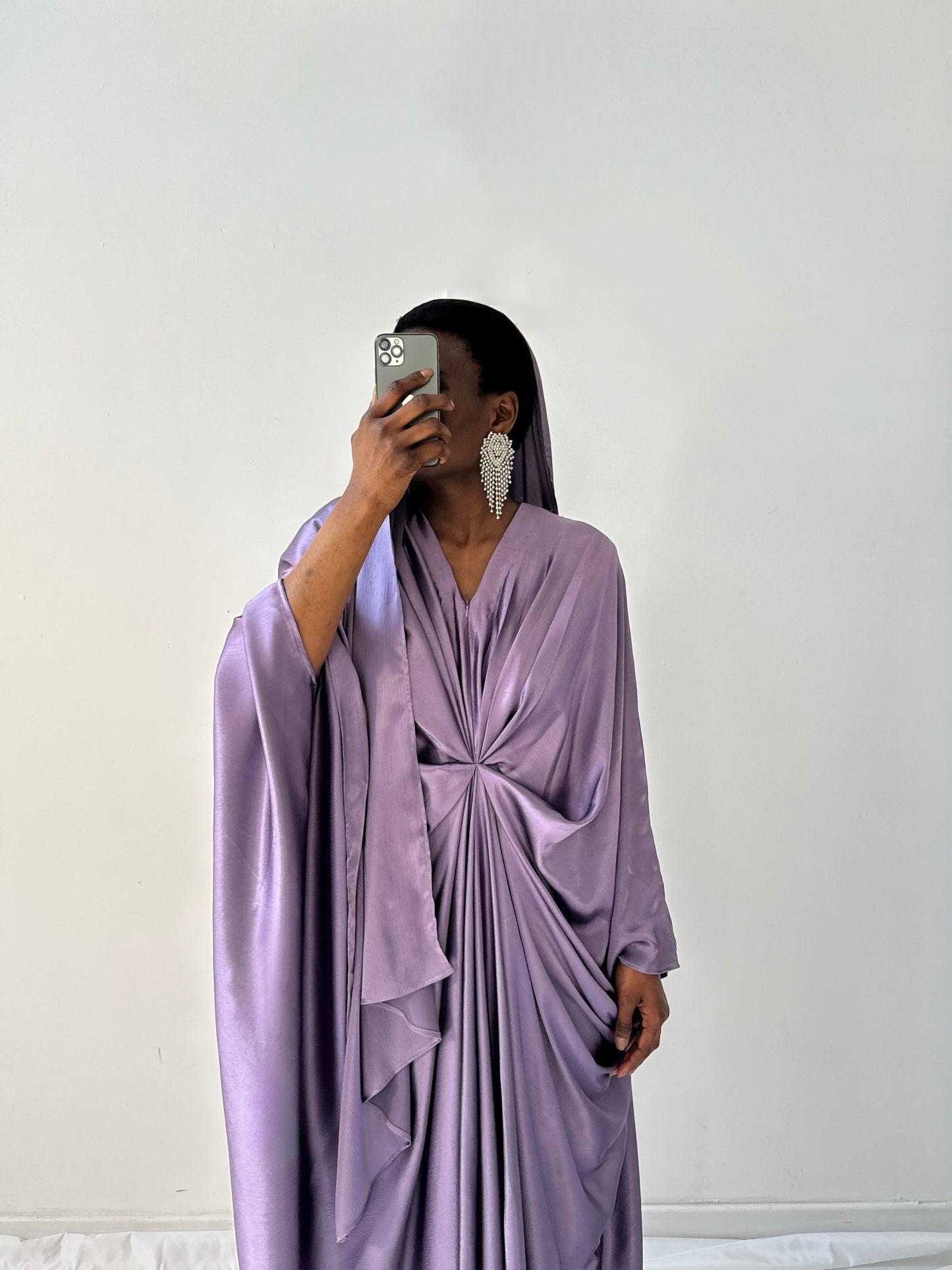 Kanzah Kaftan Dress & Scarf Set in Lilac