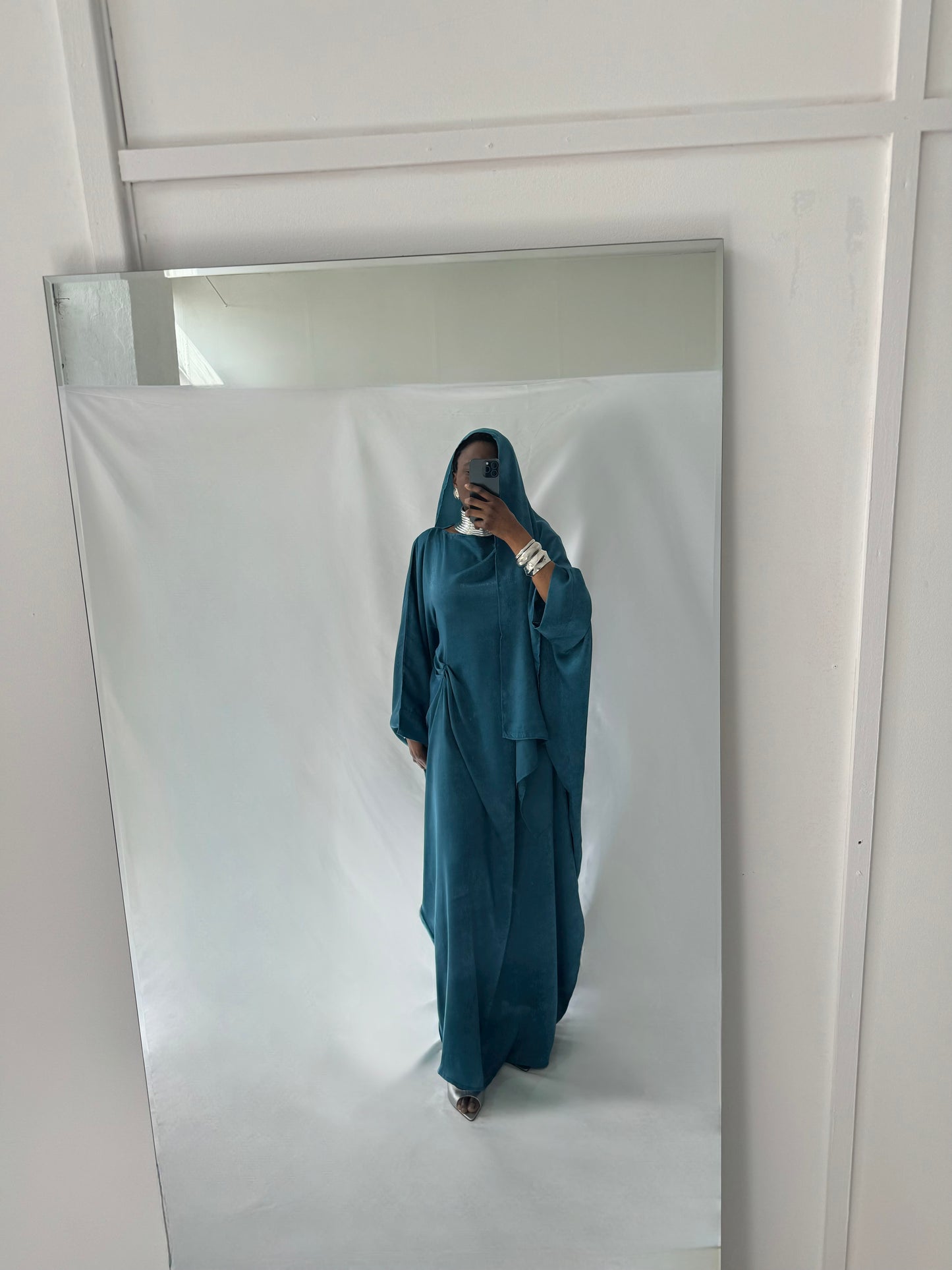 Hanifa Abaya & Scarf Set in Teal Blue