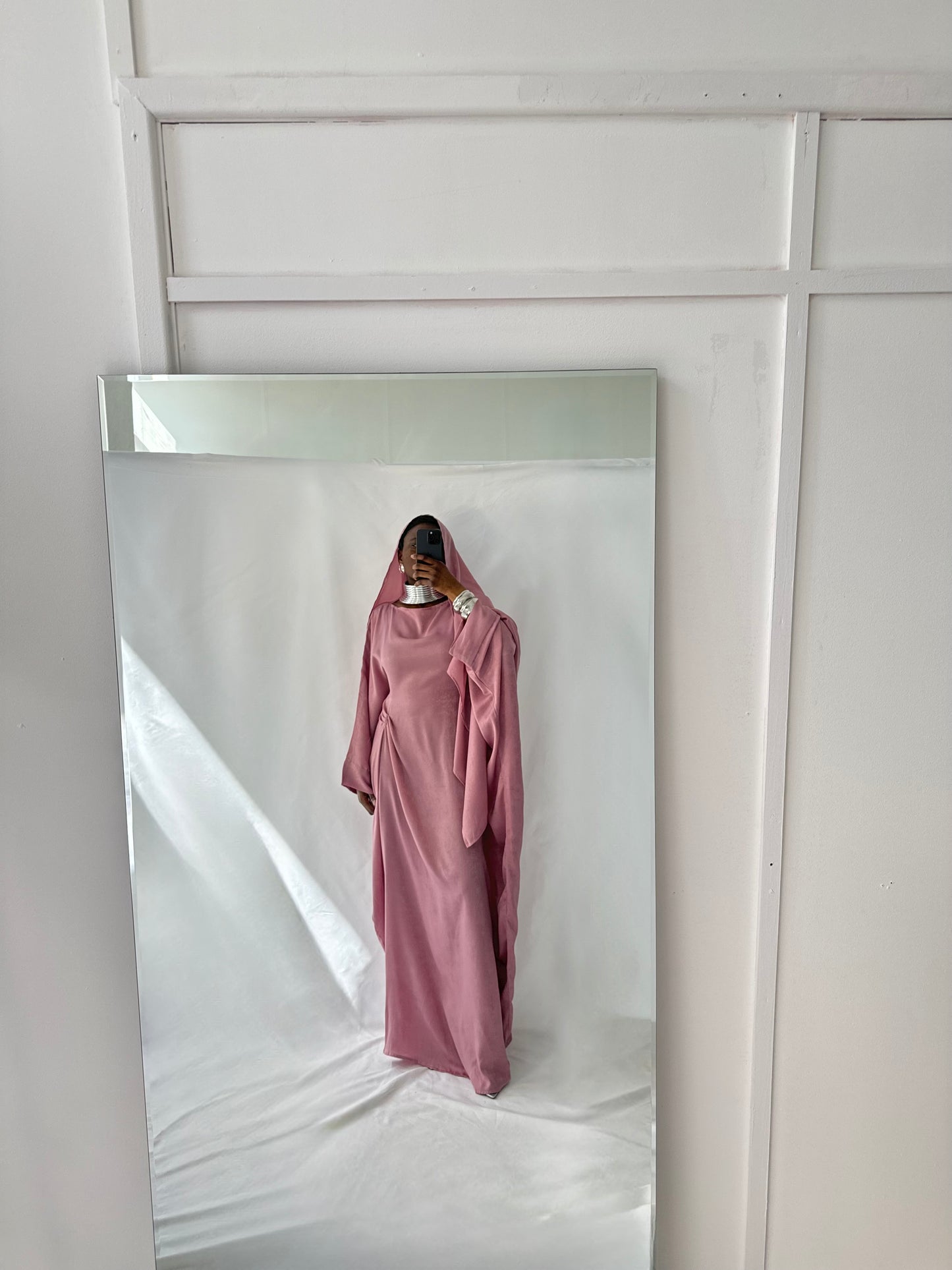 Hanifa Abaya & Scarf Set in Blush Pink