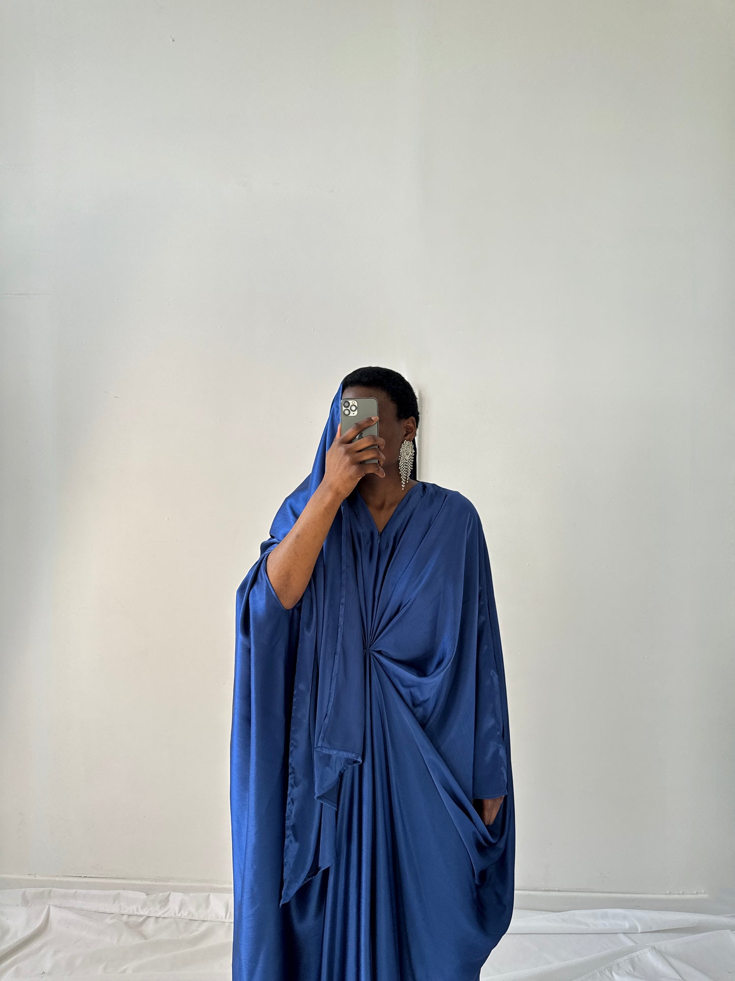 Kanzah Kaftan Dress & Scarf Set in Royal Blue