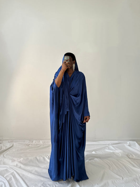 Kanzah Kaftan Dress & Scarf Set in Royal Blue