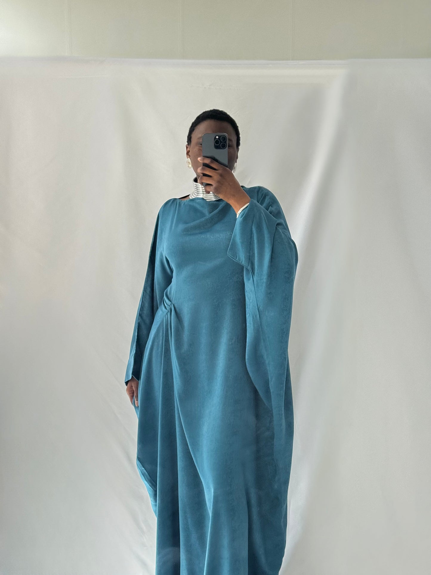 Hanifa Abaya & Scarf Set in Teal Blue