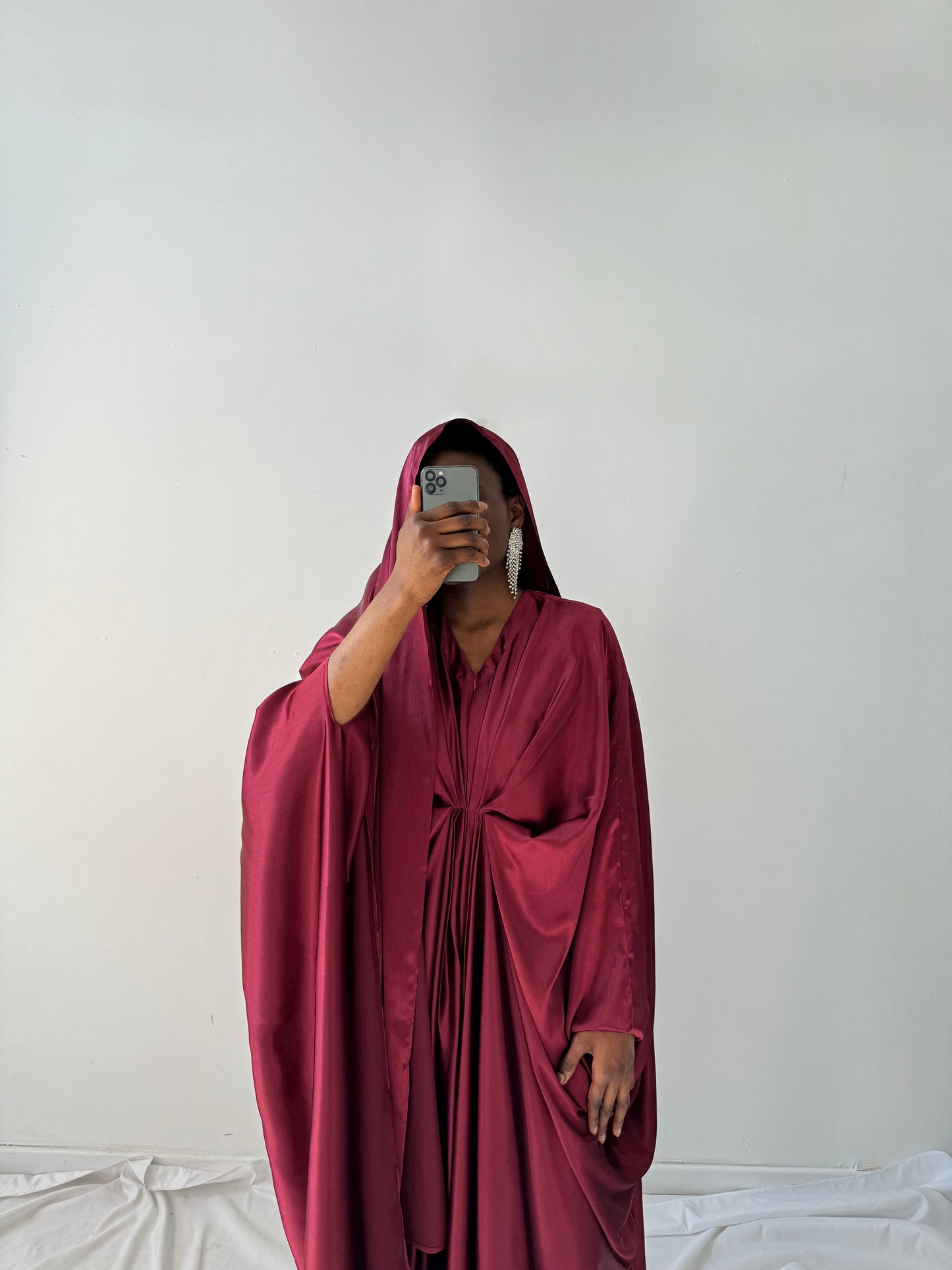 Kanzah Kaftan Dress & Scarf Set in Maroon