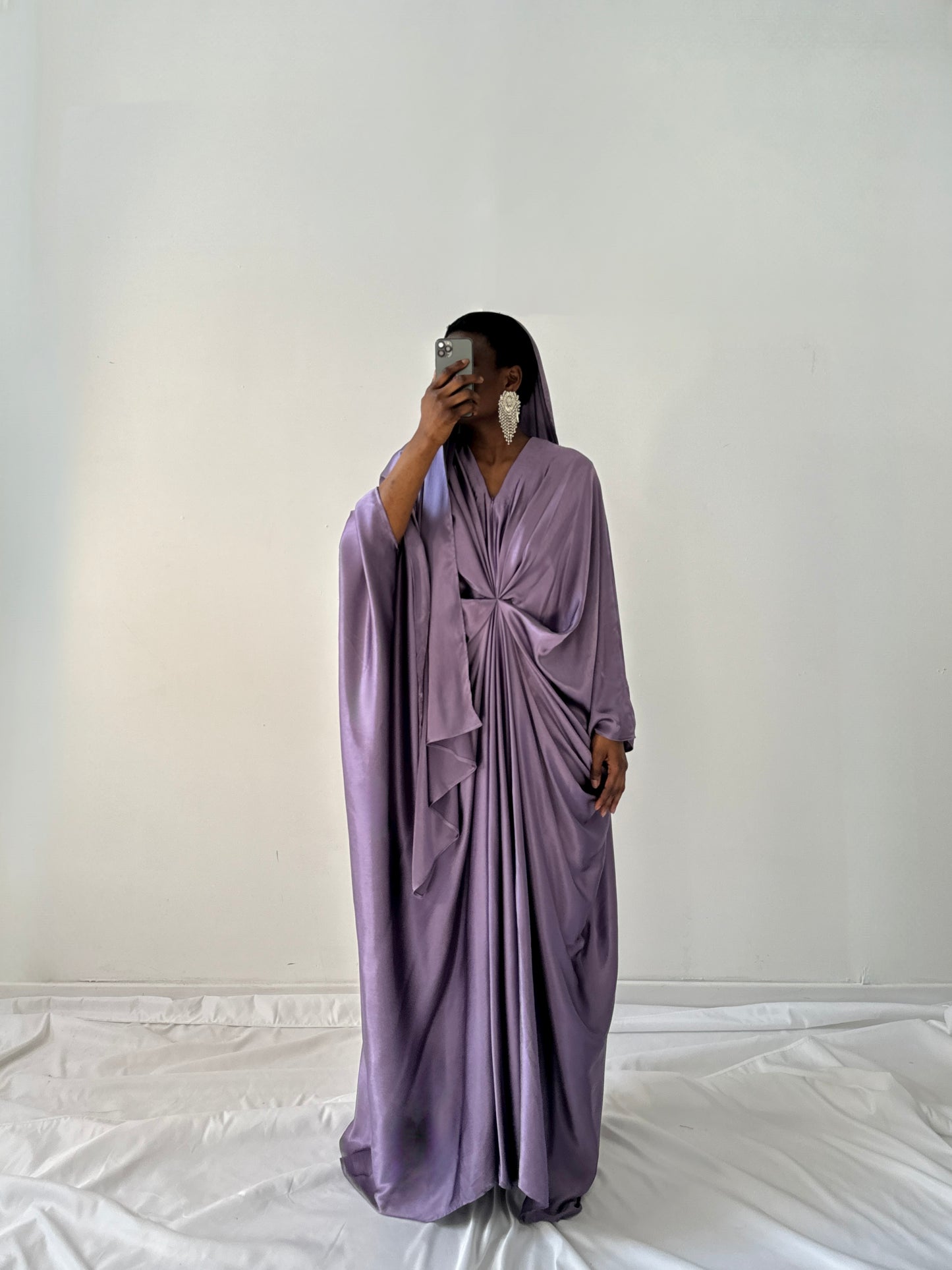 Kanzah Kaftan Dress & Scarf Set in Lilac