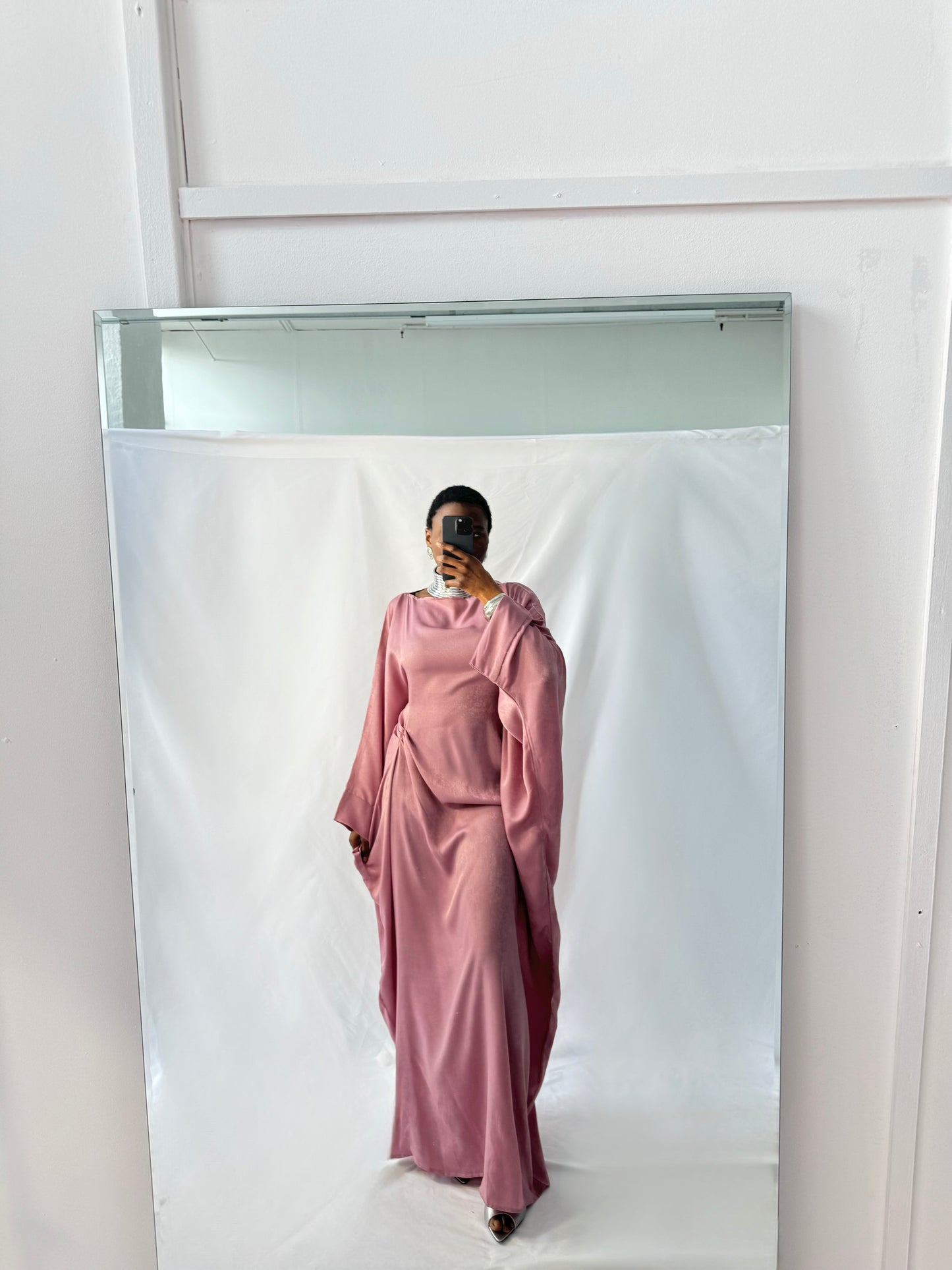 Hanifa Abaya & Scarf Set in Blush Pink