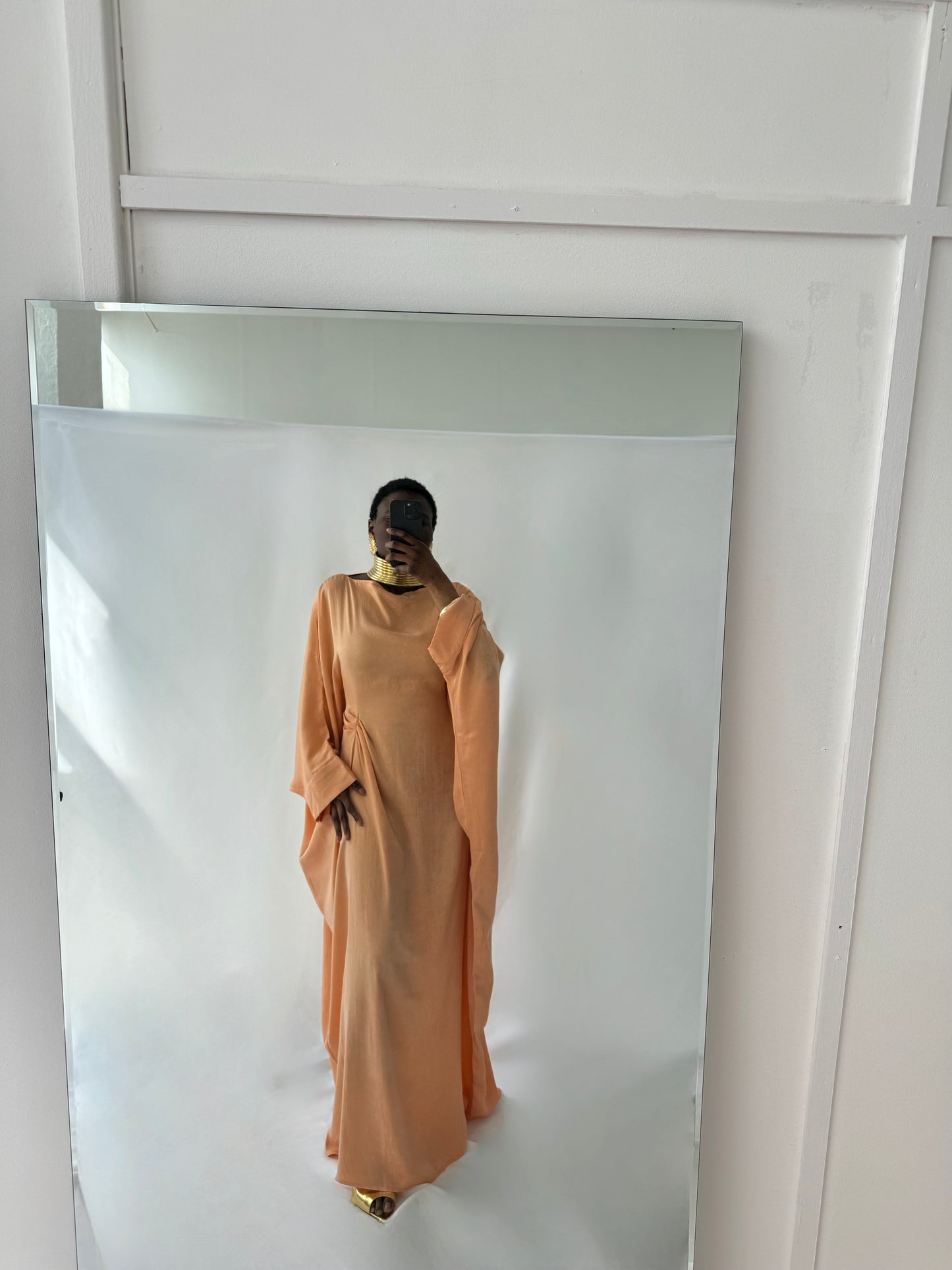 Hanifa Abaya & Scarf Set in Peachy Orange