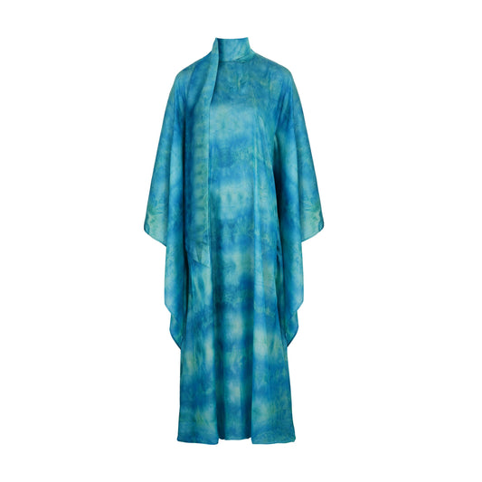 KATSUMI MEDITERRANEAN BLUE PRINT KAFTAN DRESS