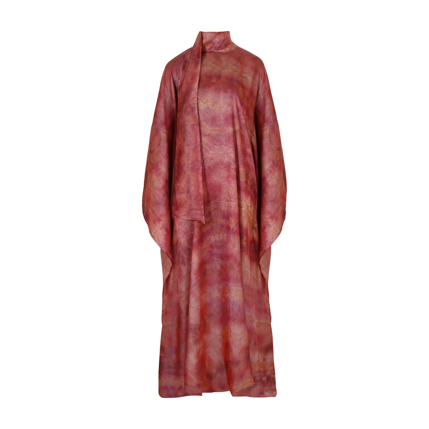 KATSUMI BURGANDY RED & BLACK PRINT KAFTAN DRESS