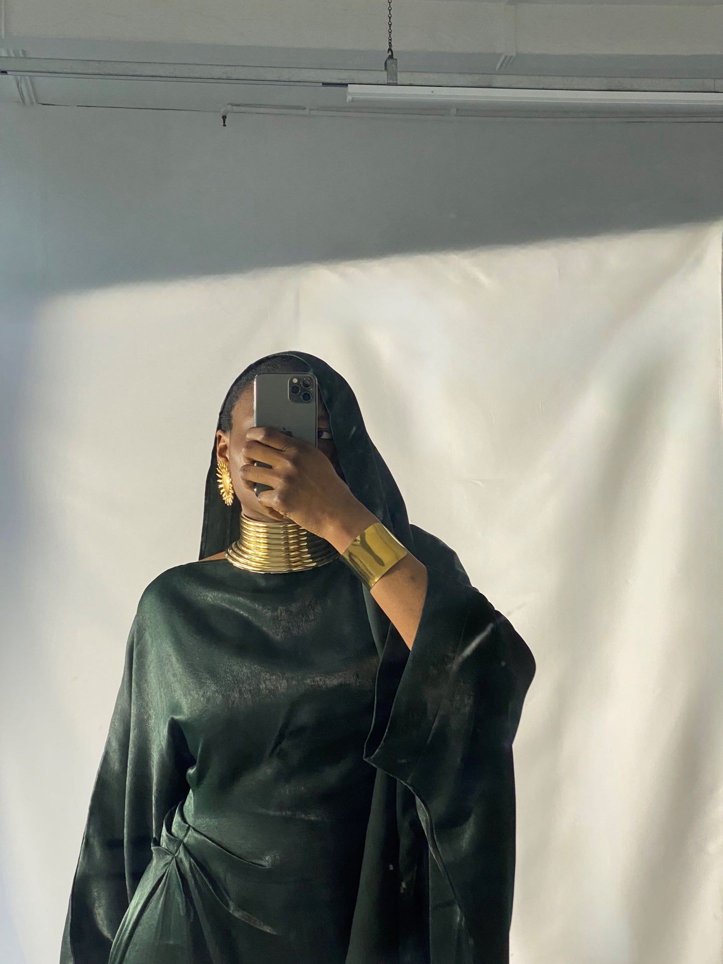 Hanifa Abaya & Scarf Set in Dark Green