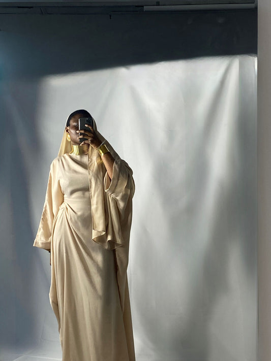 Hanifa Abaya & Scarf Set in Light Beige